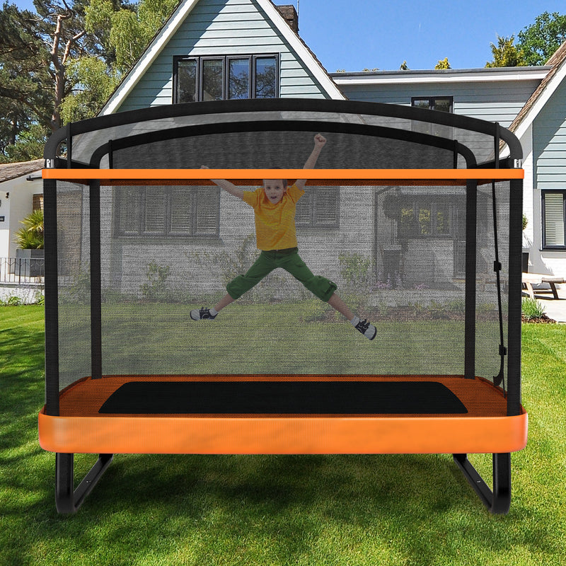 6 Feet Kids Entertaining Trampoline with Swing Safety Fence-Red Orange