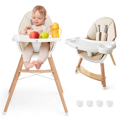 Baby High Chair with Dishwasher Safe Tray-Beige
