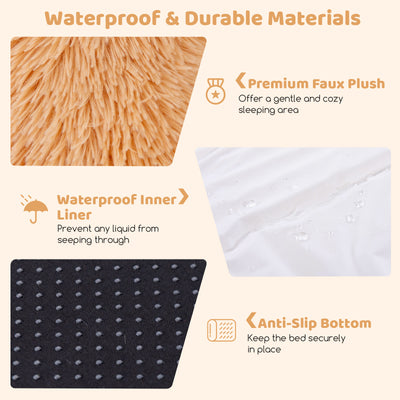 Washable Fluffy Human Dog Bed with Soft Blanket and Plump Pillow-Brown