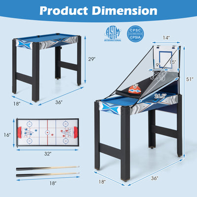 *6-In-1 Combo Game Table with Basketball Billiards Ping Pong Hockey Shuffleboard