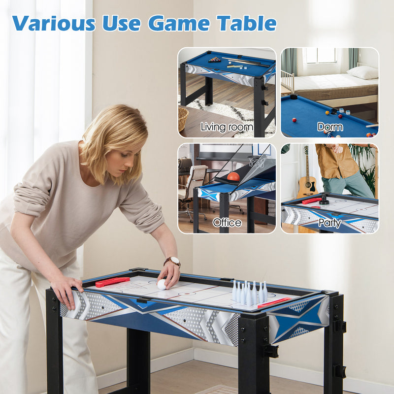 *6-In-1 Combo Game Table with Basketball Billiards Ping Pong Hockey Shuffleboard
