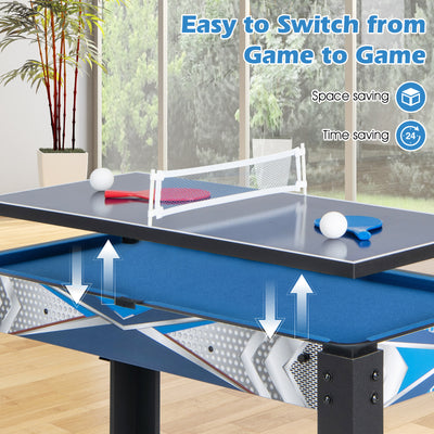 *6-In-1 Combo Game Table with Basketball Billiards Ping Pong Hockey Shuffleboard
