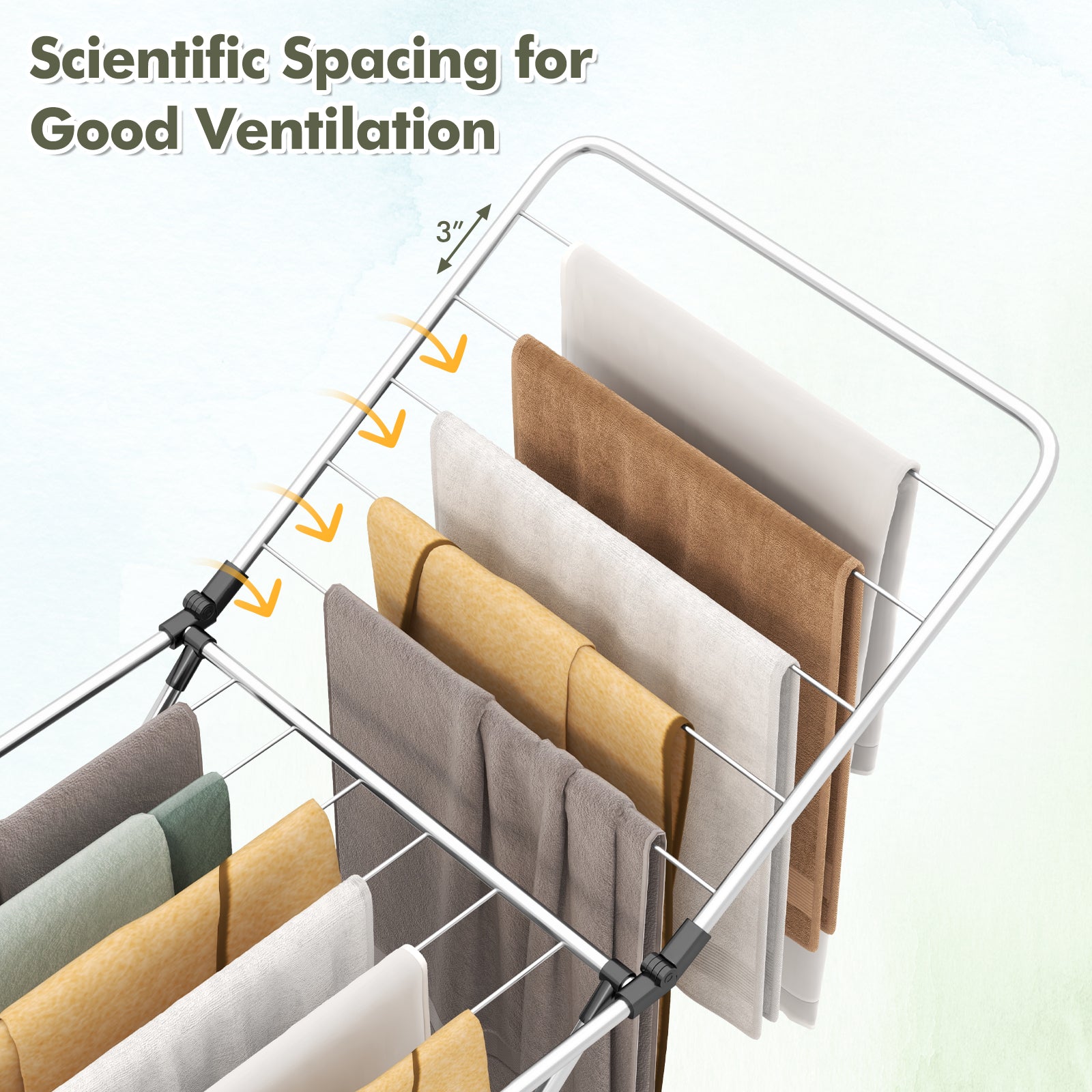 Relaxing Rack Folding Clothes Drying Rack with Adjustable Wings for Indoor and Outdo