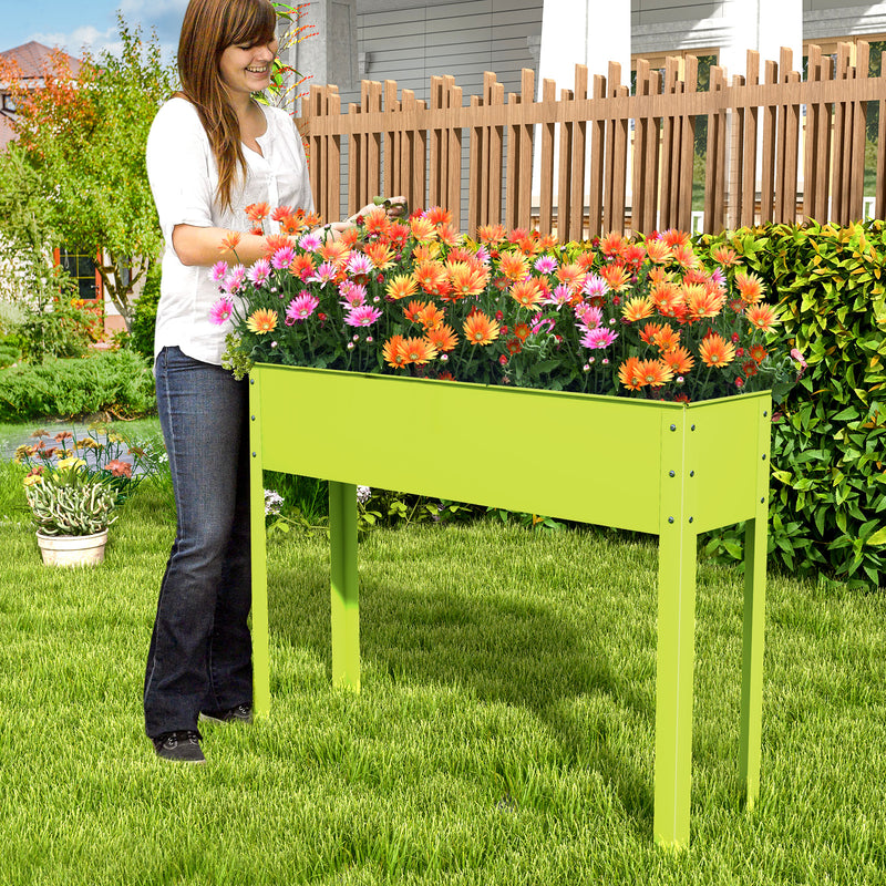 Metal Raised Garden Bed with Legs and Drainage Hole-40 x 11 x 31.5 inches