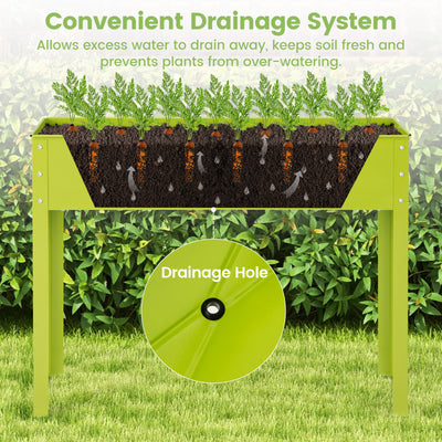 Metal Raised Garden Bed with Legs and Drainage Hole-40 x 11 x 31.5 inches