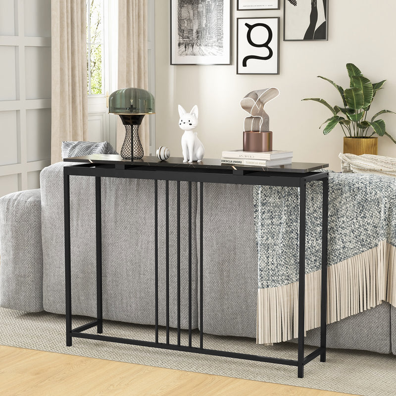 48 Inch Console Tables with Powder-Coated Steel Frame-Black