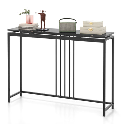 48 Inch Console Tables with Powder-Coated Steel Frame-Black