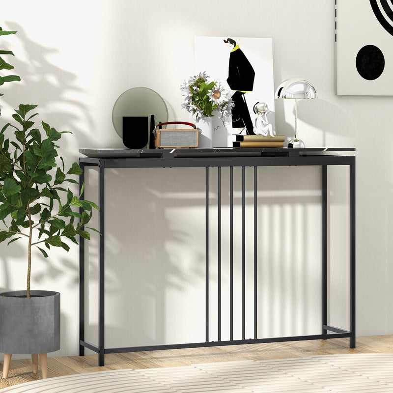48 Inch Console Tables with Powder-Coated Steel Frame-Black