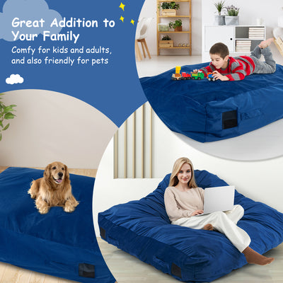 *47 x 35.5 Inch Crash Pad Sensory Mat with Foam Blocks and Washable Cover - Blue