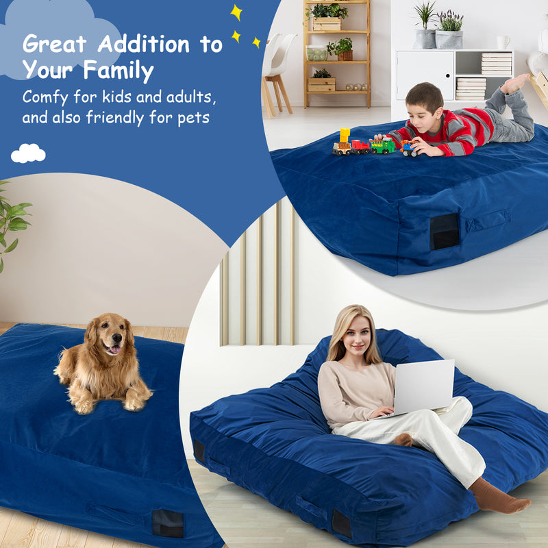 *47 x 35.5 Inch Crash Pad Sensory Mat with Foam Blocks and Washable Cover - Blue