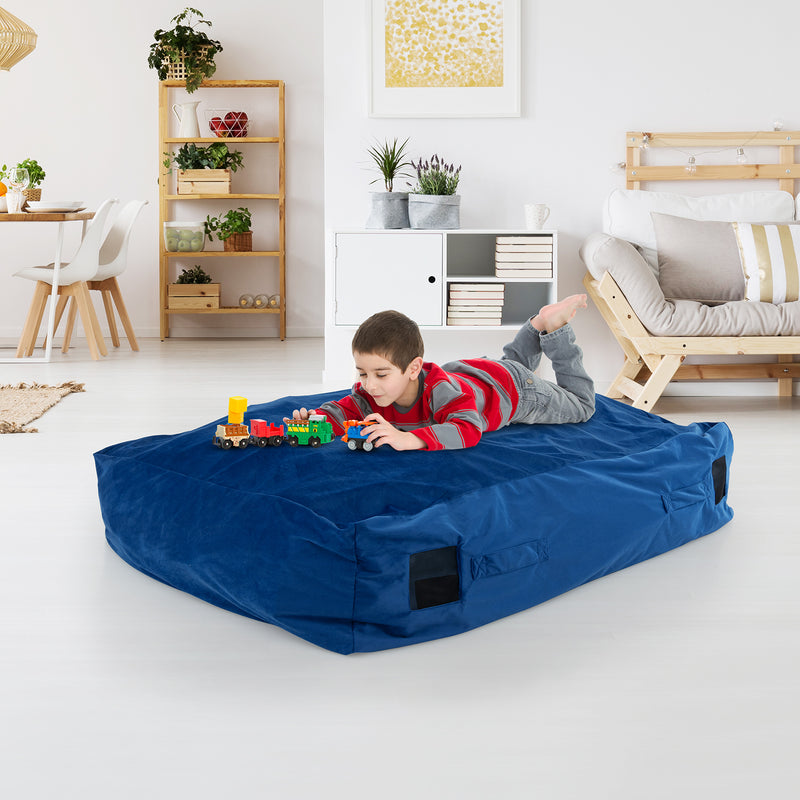 *47 x 35.5 Inch Crash Pad Sensory Mat with Foam Blocks and Washable Cover - Blue