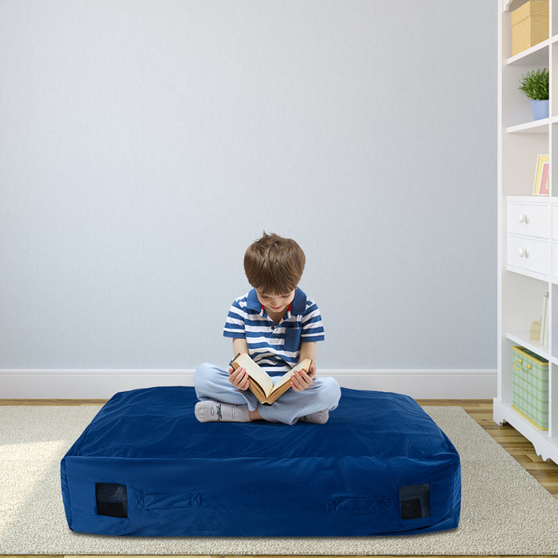 *47 x 35.5 Inch Crash Pad Sensory Mat with Foam Blocks and Washable Cover - Blue