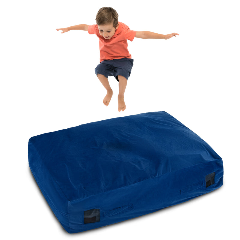 *47 x 35.5 Inch Crash Pad Sensory Mat with Foam Blocks and Washable Cover - Blue