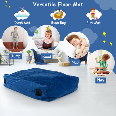 *47 x 35.5 Inch Crash Pad Sensory Mat with Foam Blocks and Washable Cover - Blue