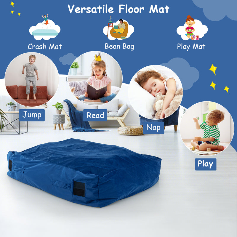 *47 x 35.5 Inch Crash Pad Sensory Mat with Foam Blocks and Washable Cover - Blue