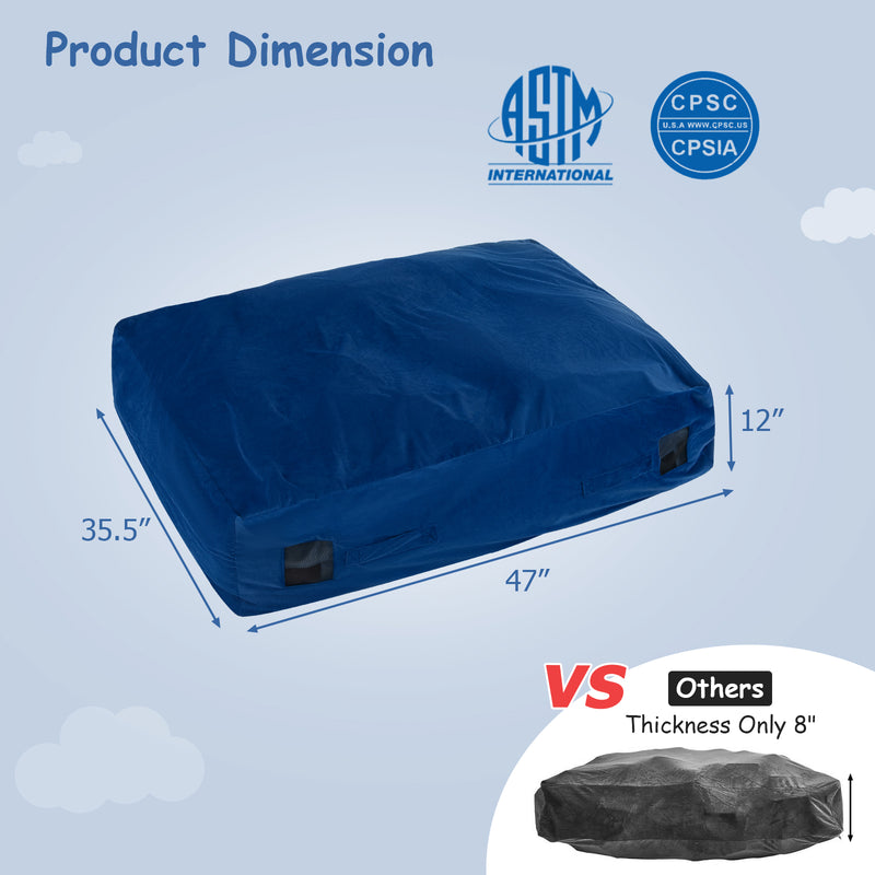 *47 x 35.5 Inch Crash Pad Sensory Mat with Foam Blocks and Washable Cover - Blue