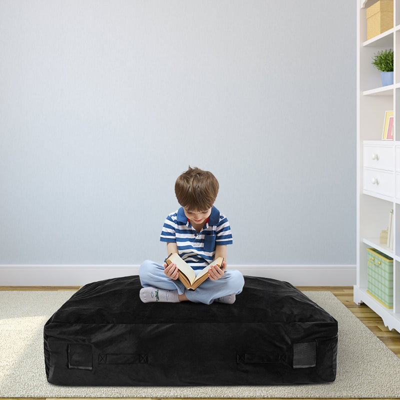 *47 x 35.5 Inch Crash Pad Sensory Mat with Foam Blocks and Washable Cover - Black