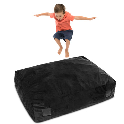 *47 x 35.5 Inch Crash Pad Sensory Mat with Foam Blocks and Washable Cover - Black
