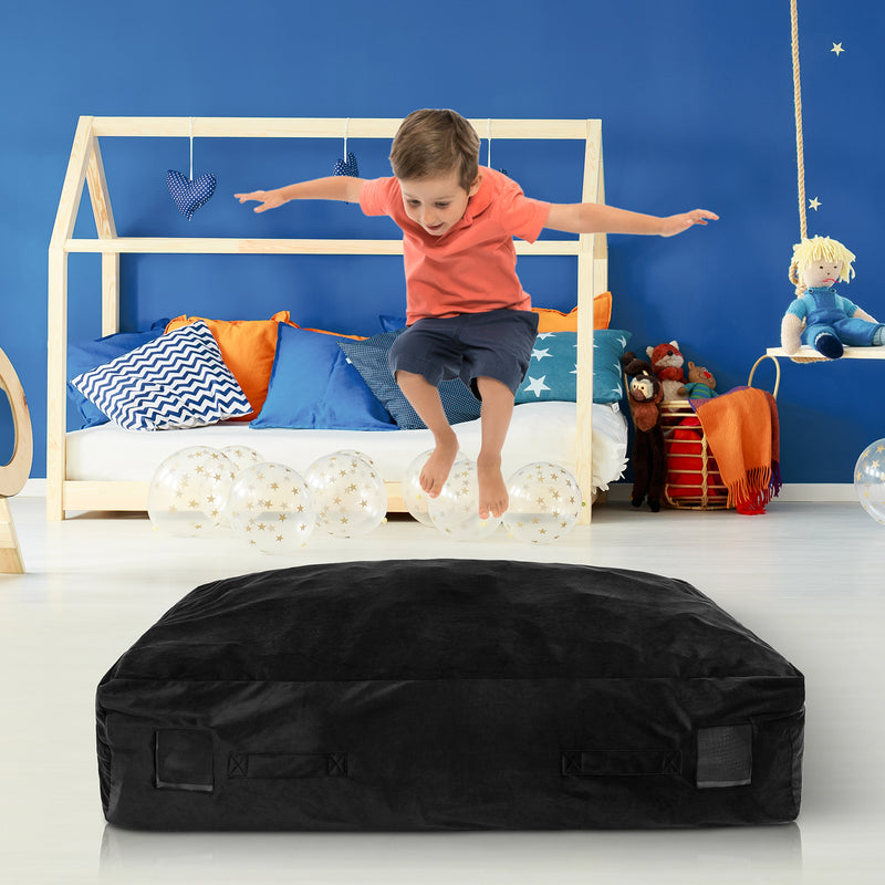 *47 x 35.5 Inch Crash Pad Sensory Mat with Foam Blocks and Washable Cover - Black
