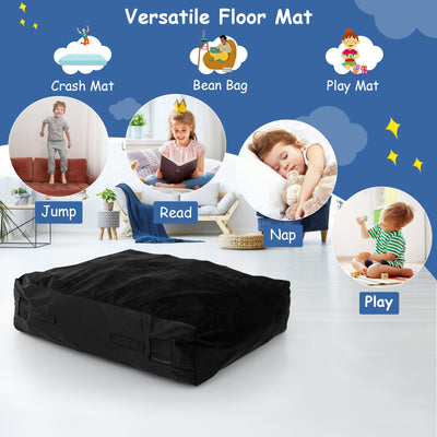 *47 x 35.5 Inch Crash Pad Sensory Mat with Foam Blocks and Washable Cover - Black