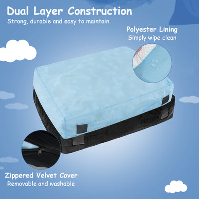 *47 x 35.5 Inch Crash Pad Sensory Mat with Foam Blocks and Washable Cover - Black