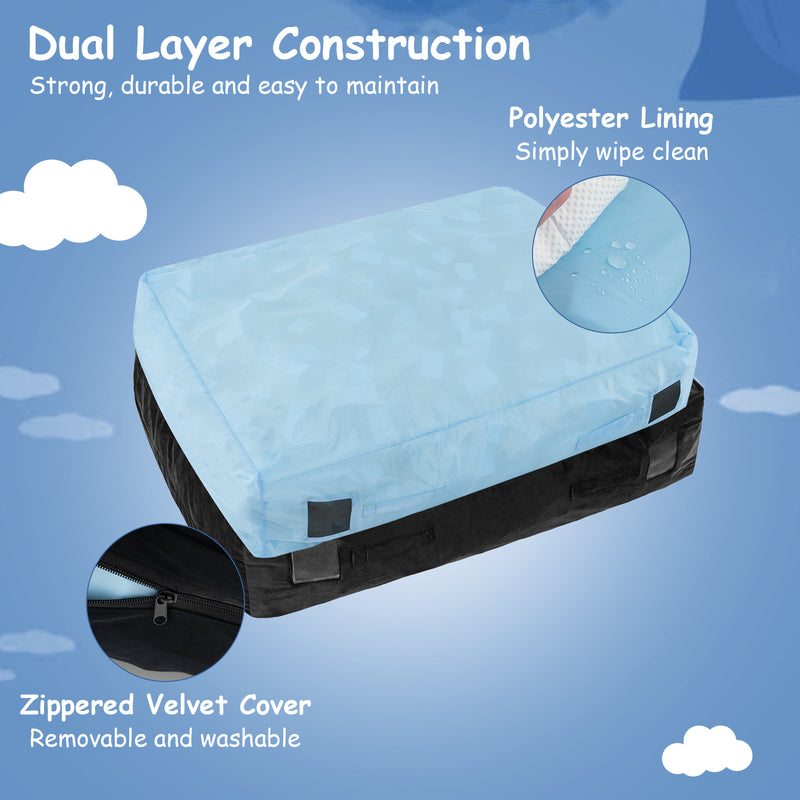 *47 x 35.5 Inch Crash Pad Sensory Mat with Foam Blocks and Washable Cover - Black