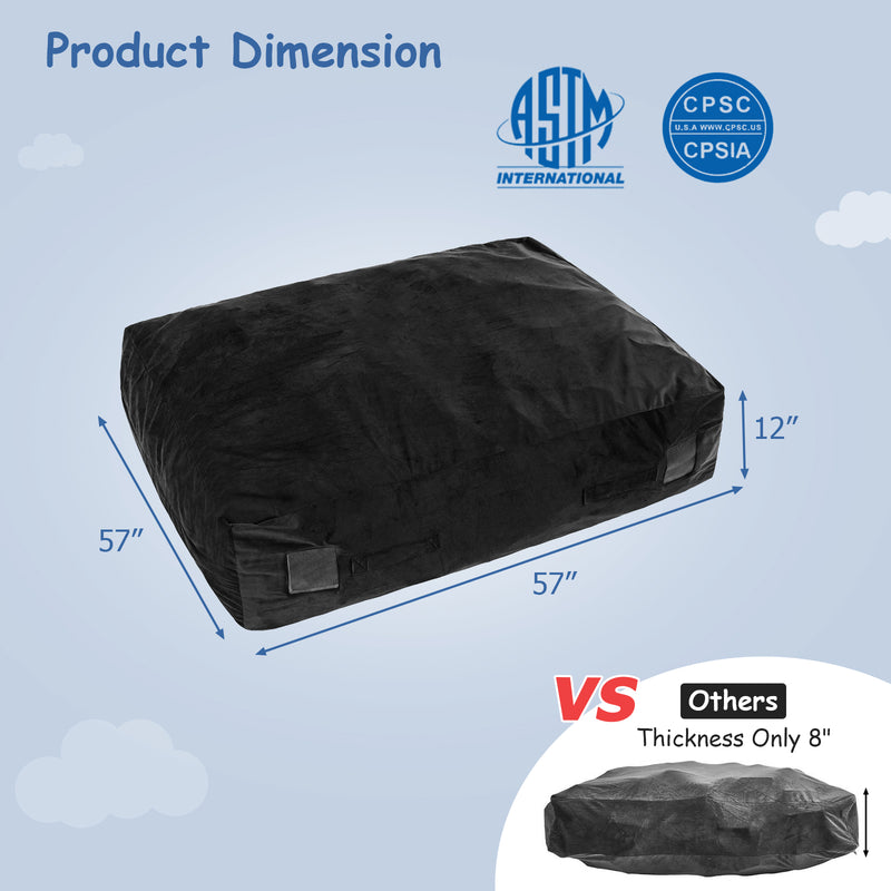 *47 x 35.5 Inch Crash Pad Sensory Mat with Foam Blocks and Washable Cover - Black