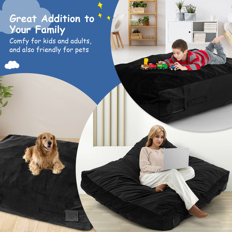 *47 x 35.5 Inch Crash Pad Sensory Mat with Foam Blocks and Washable Cover - Black