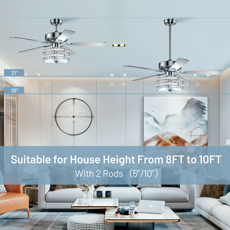 52 Inch Classical Crystal Ceiling Fan Lamp