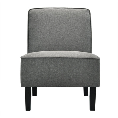 Single Fabric Modern Armless Accent Sofa Chair with Rubber Wood Legs-Gray
