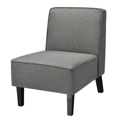 Single Fabric Modern Armless Accent Sofa Chair with Rubber Wood Legs-Gray