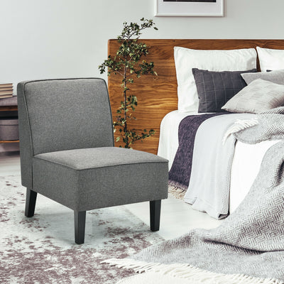 Single Fabric Modern Armless Accent Sofa Chair with Rubber Wood Legs-Gray