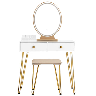 Industrial Makeup Dressing Table with 3 Lighting Modes-White