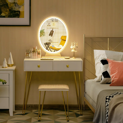 Industrial Makeup Dressing Table with 3 Lighting Modes-White