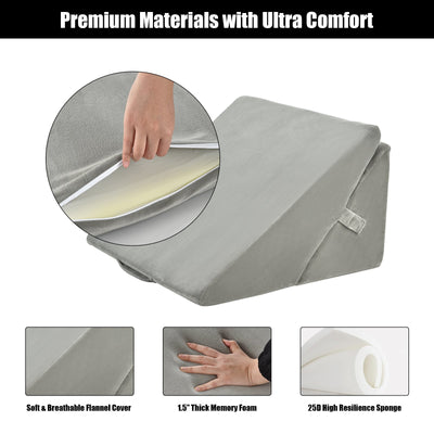Adjustable Memory Foam Reading Sleep Back Support Pillow-Gray