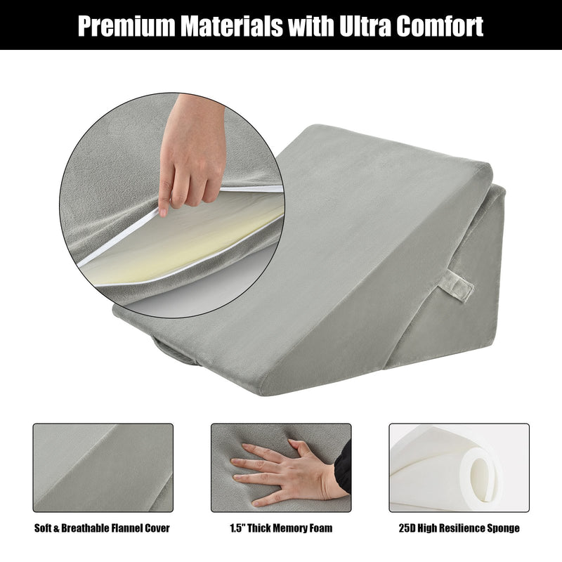 Adjustable Memory Foam Reading Sleep Back Support Pillow-Gray