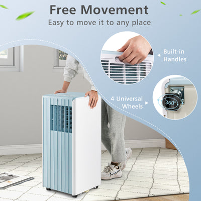 3-in-1 10000 BTU Air Conditioner with Humidifier and Smart Sleep Mode-Blue