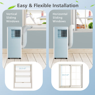 3-in-1 10000 BTU Air Conditioner with Humidifier and Smart Sleep Mode-Blue