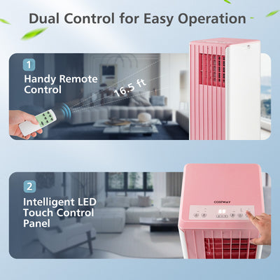 3-in-1 10000 BTU Air Conditioner with Humidifier and Smart Sleep Mode-Pink