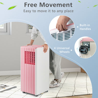3-in-1 10000 BTU Air Conditioner with Humidifier and Smart Sleep Mode-Pink