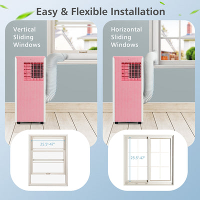 3-in-1 10000 BTU Air Conditioner with Humidifier and Smart Sleep Mode-Pink