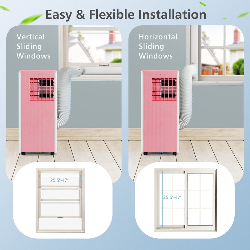 3-in-1 10000 BTU Air Conditioner with Humidifier and Smart Sleep Mode-Pink