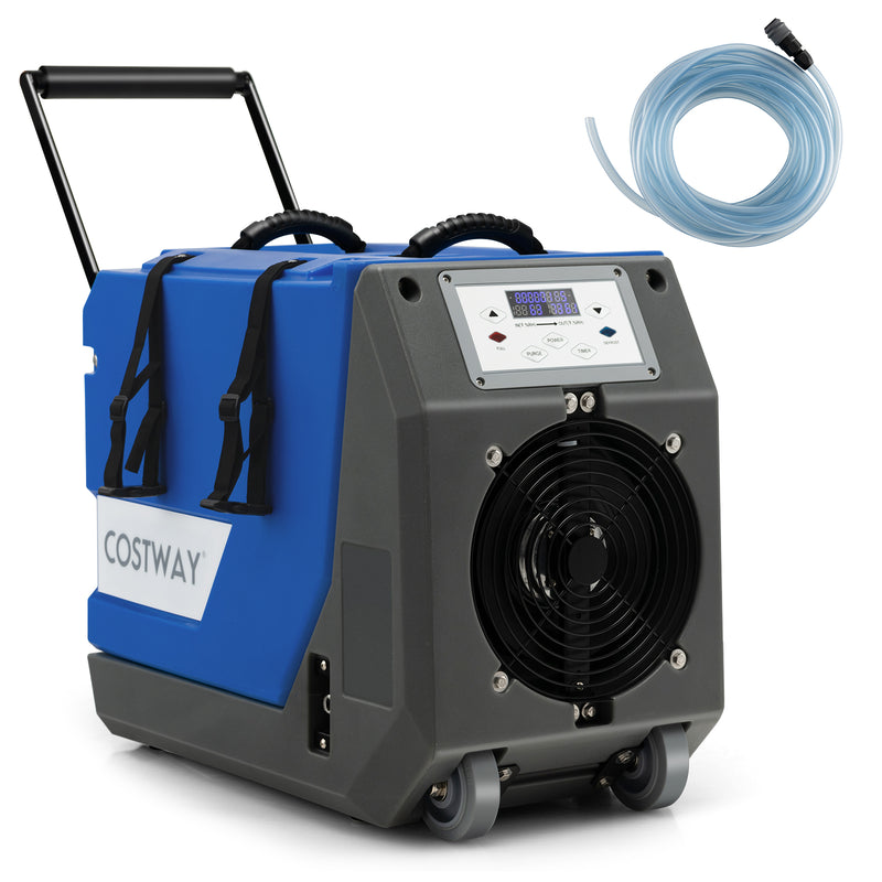 *180 PPD Commercial Dehumidifier with Pump Drain Hose and Wheels - Blue