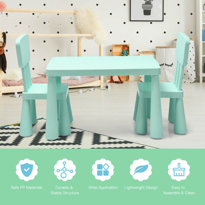 3 Pieces Toddler Multi Activity Play Dining Study Kids Table and Chair Set-Green