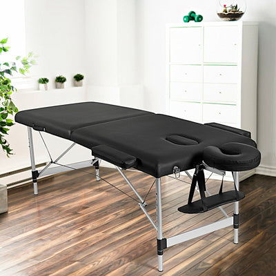 *84 Inch L Portable Adjustable Massage Bed with Carry Case for Facial Salon Spa - Black