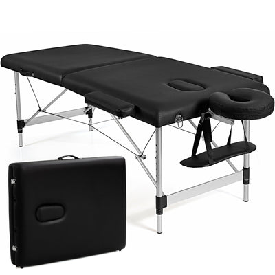 *84 Inch L Portable Adjustable Massage Bed with Carry Case for Facial Salon Spa - Black
