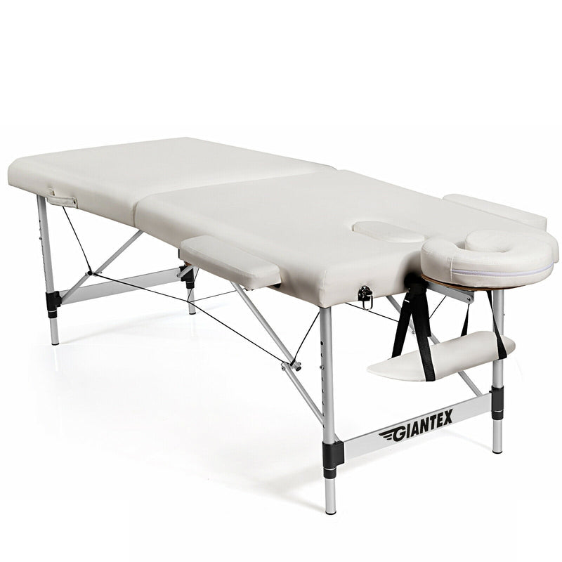 *84 Inch L Portable Adjustable Massage Bed with Carry Case for Facial Salon Spa - White