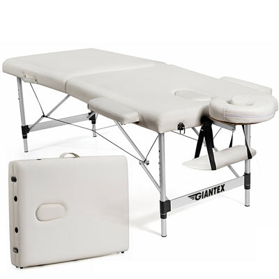 *84 Inch L Portable Adjustable Massage Bed with Carry Case for Facial Salon Spa - White