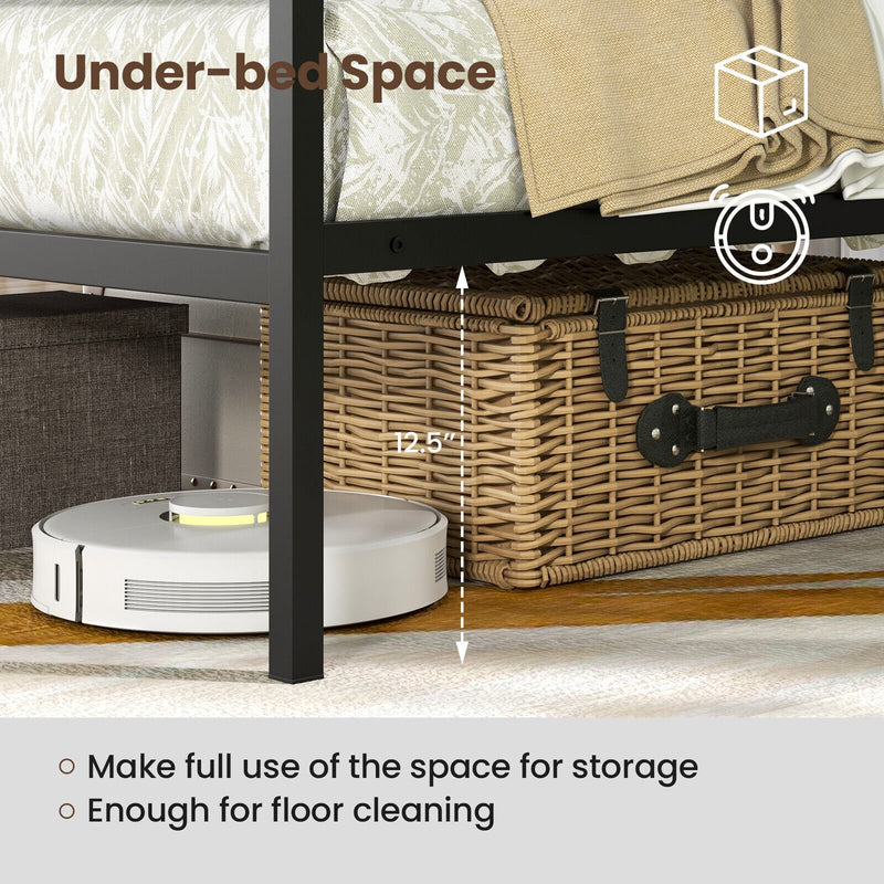 Twin/Full/Queen Size Metal Canopy Bed Frame with Slat Support-Twin Size