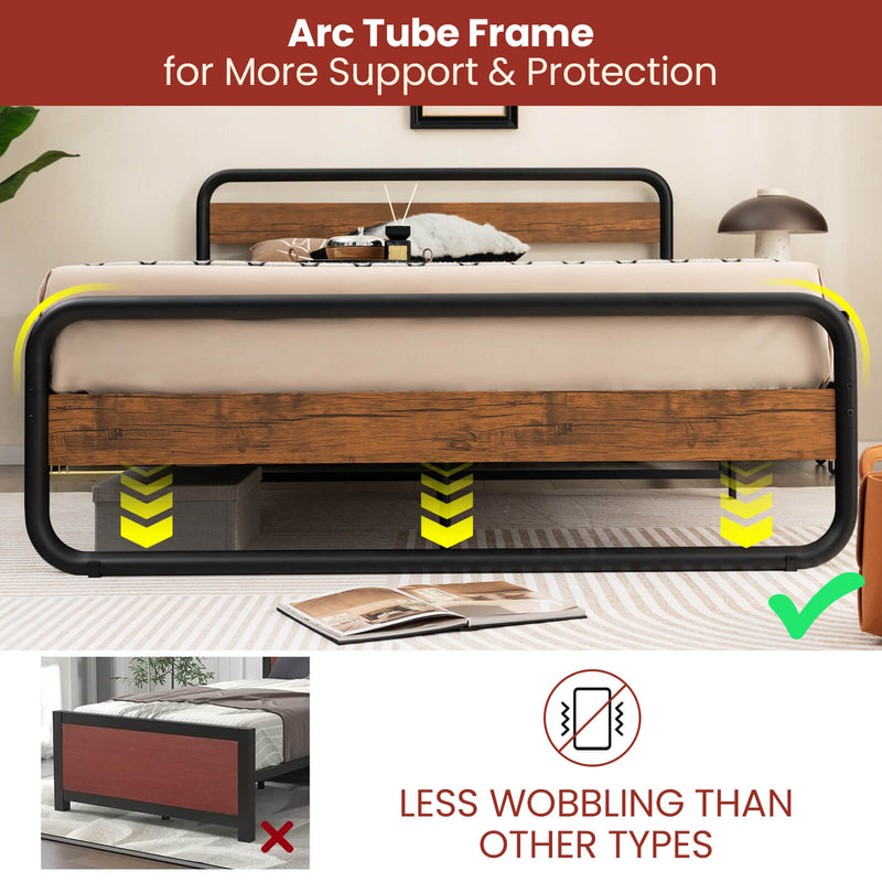 Arc Platform Bed with Headboard and Footboard-Queen Size